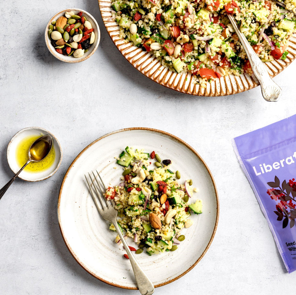 Tabbouleh with seeds, nuts & goji berries