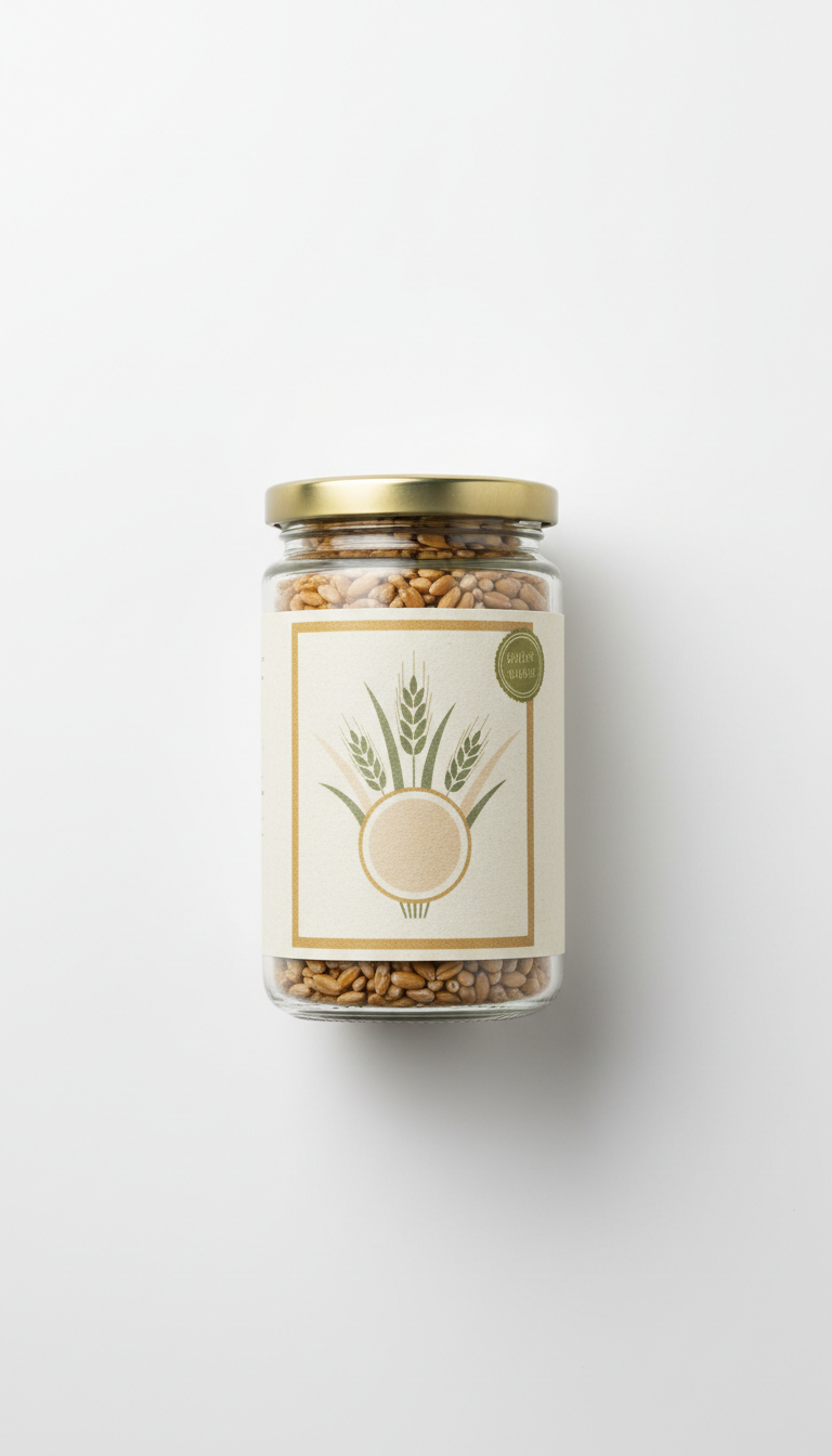 Organic Farro in Glass Jar